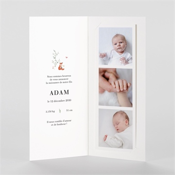 Faire-part naissance première initiale photomaton - Intérieur du faire-part