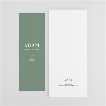 Faire-part naissance première initiale photomaton - Dos du faire-part