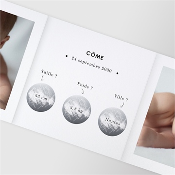 Faire-part naissance hello en photos accordéon - Détail du faire-part