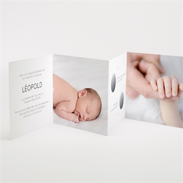 Faire-part naissance tendre silhouette accordéon - Intérieur du faire-part