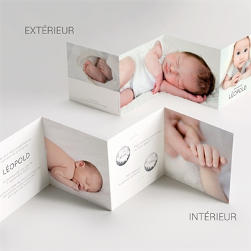 Faire-part naissance tendre silhouette accordéon - Vue d'ensemble
