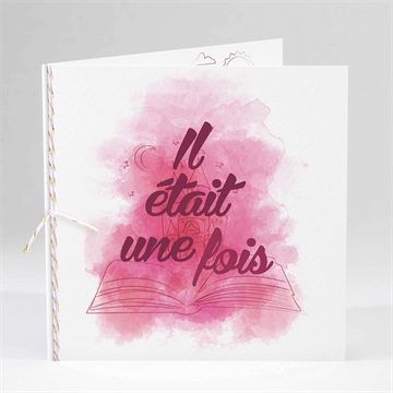 Faire-part naissance joli conte carré plié