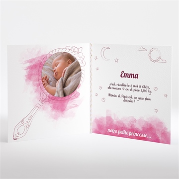 Faire-part naissance joli conte carré plié - Intérieur du faire-part