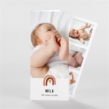 Faire-part naissance arc en ciel photomaton