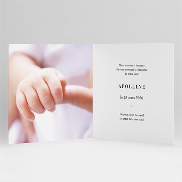 Faire-part naissance tendre cadre ensemencé - Intérieur du faire-part