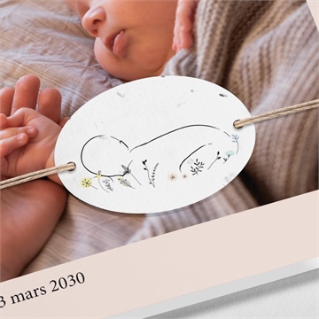 Faire-part naissance tendre cadre ensemencé - Détail du faire-part