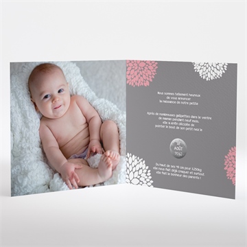 Faire-part naissance nature et pastel photo plié - Intérieur du faire-part gratté