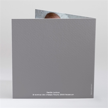 Faire-part naissance nature et pastel photo plié - Dos du faire-part