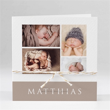 Faire-part naissance 3 délicates photos plié