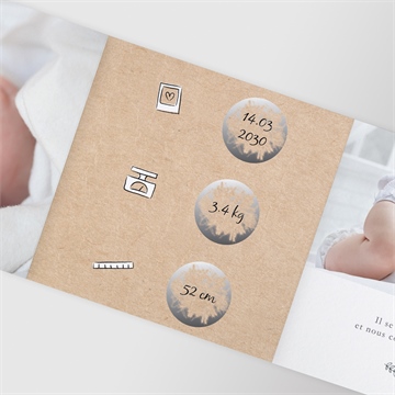 Faire-part naissance petite merveille accordéon - Détail du faire-part