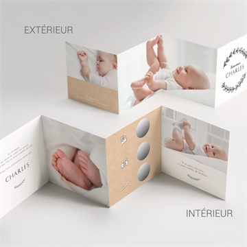 Faire-part naissance petite merveille accordéon - Vue d'ensemble