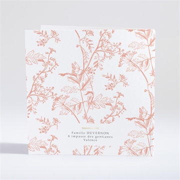 Faire-part de baptême gravure rosée dorure - Dos du faire-part