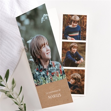 Faire-part communion illust. végétale photomaton