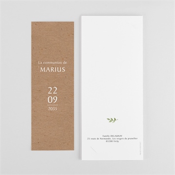 Faire-part communion illust. végétale photomaton - Dos du faire-part