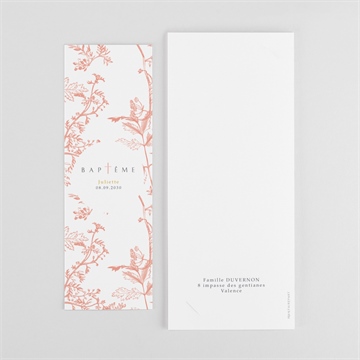 Faire-part de baptême gravure rosée photomaton - Dos du faire-part