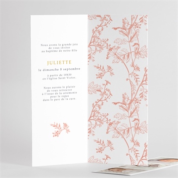 Faire-part de baptême gravure rosée photomaton - Détail de l'intérieur