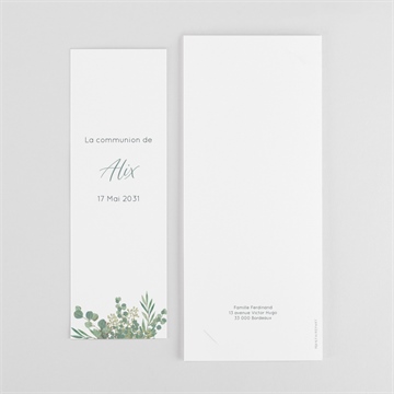 Faire-part communion en grâce photomaton - Dos du faire-part