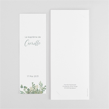 Faire-part de baptême grâce photomaton - Dos du faire-part