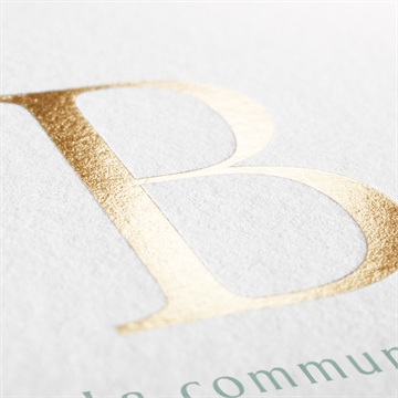 Faire-part communion végétal et dorure carré plié - Détail du faire-part