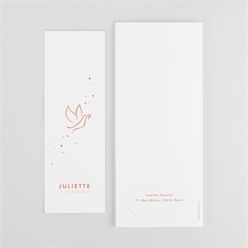 Faire-part communion colombe dorée photomaton - Dos du faire-part