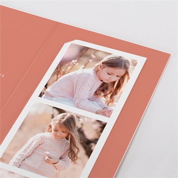 Faire-part communion colombe dorée photomaton - Détail du faire-part