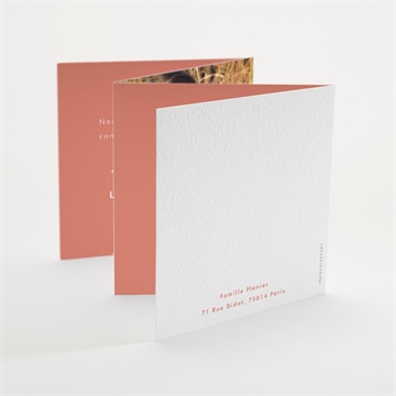 Faire-part communion colombe dorée accordéon - Dos du faire-part