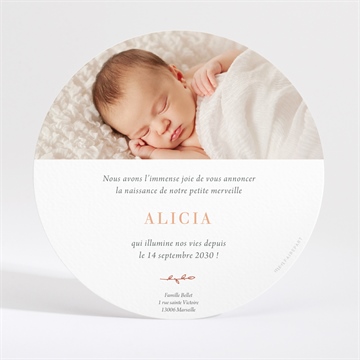 Faire-part naissance brin d'or dorure - Dos du faire-part