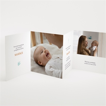 Faire-part de baptême gravure en rond accordéon - Intérieur du faire-part