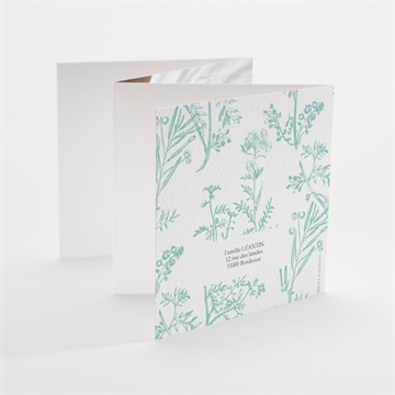 Faire-part de baptême gravure en rond accordéon - Dos du faire-part