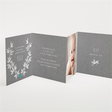 Faire-part de baptême découpe originale accordéon - Intérieur du faire-part