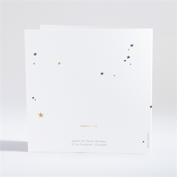 Faire-part naissance nuit étoilée dorure - Dos du faire-part