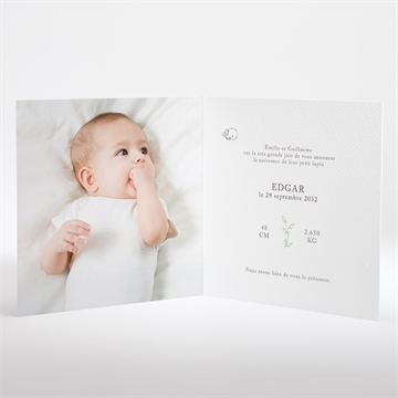 Faire-part naissance ravissant lapin carré plié - Intérieur du faire-part