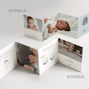 Faire-part naissance chouchou accordéon - vue d'ensemble