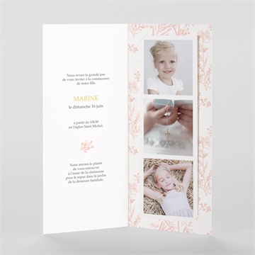 Faire-part communion gravures végétales photomaton - Intérieur du faire-part
