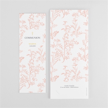 Faire-part communion gravures végétales photomaton - Dos du faire-part