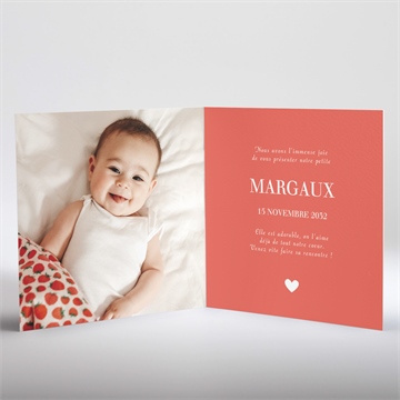 Faire-part naissance mon bébé grenadine dorure - Intérieur du faire-part