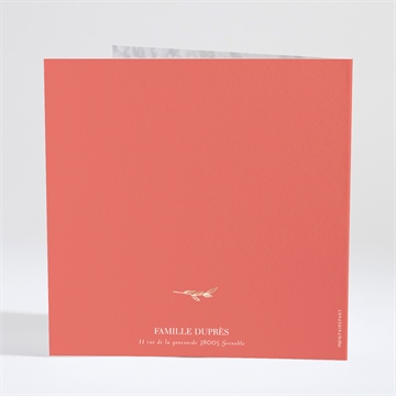 Faire-part naissance mon bébé grenadine dorure - Dos du faire-part