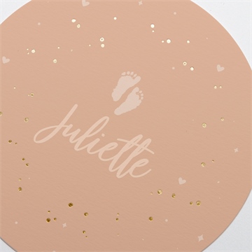 Faire-part naissance ses petits petons rond - Détail du faire-part