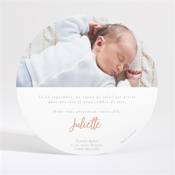 Faire-part naissance ses petits petons rond - Dos du faire-part