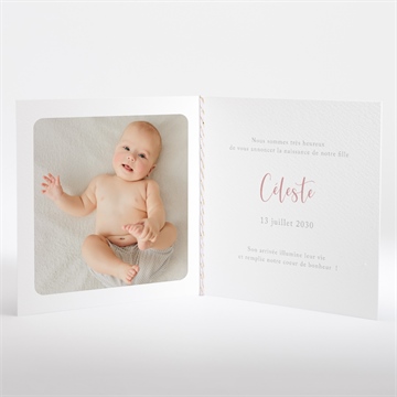 Faire-part naissance en equilibre carré plié - Intérieur du faire-part