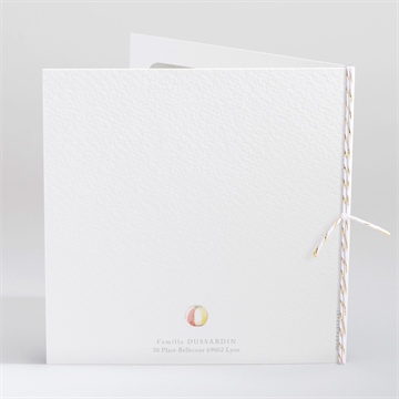 Faire-part naissance en equilibre carré plié - Dos du faire-part