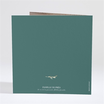 Faire-part naissance menthe dorure - Dos du faire-part