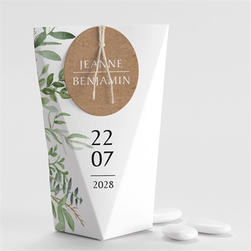 Boîte de dragées mariage nature chic étui