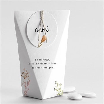 Boîte de dragées mariage art champêtre etui