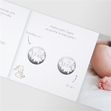 Faire-part naissance mon petit lapin accordéon - Détail du faire-part