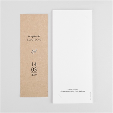 Faire-part de baptême petit programme photomaton - Dos du faire-part