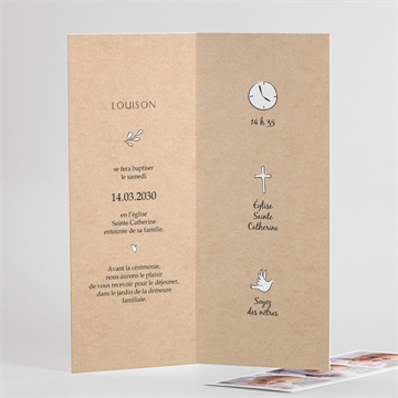 Faire-part de baptême petit programme photomaton - Intérieur du faire-part