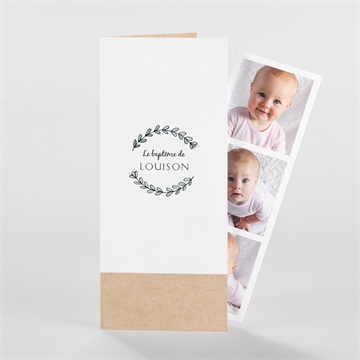 Faire-part de baptême petit programme photomaton - Vue d'ensemble