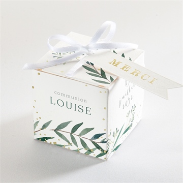 Boîte de dragées communion touche champêtre dorure
