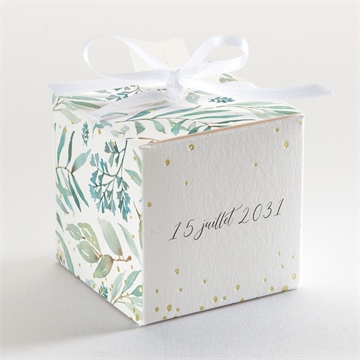 Boîte de dragées mariage délicat dorure - Dos de la boîte